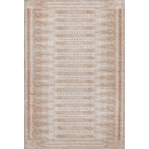 HomeRoots 9' X 12' Salmon & Beige Geometric Area Rug - Washable, UV-Protected, Durable for High-Traffic Spaces 708042