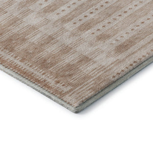 HomeRoots 9' X 12' Salmon & Beige Geometric Area Rug - Washable, UV-Protected, Durable for High-Traffic Spaces 708042