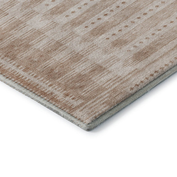HomeRoots 9' X 12' Salmon & Beige Geometric Area Rug - Washable, UV-Protected, Durable for High-Traffic Spaces 708042