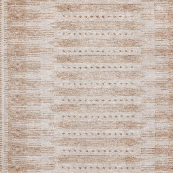 HomeRoots 9' X 12' Salmon & Beige Geometric Area Rug - Washable, UV-Protected, Durable for High-Traffic Spaces 708042