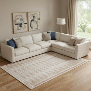 HomeRoots 10' Salmon and Beige Geometric Area Rug - Washable, UV-Protected, Durable for High Traffic Homes 708043