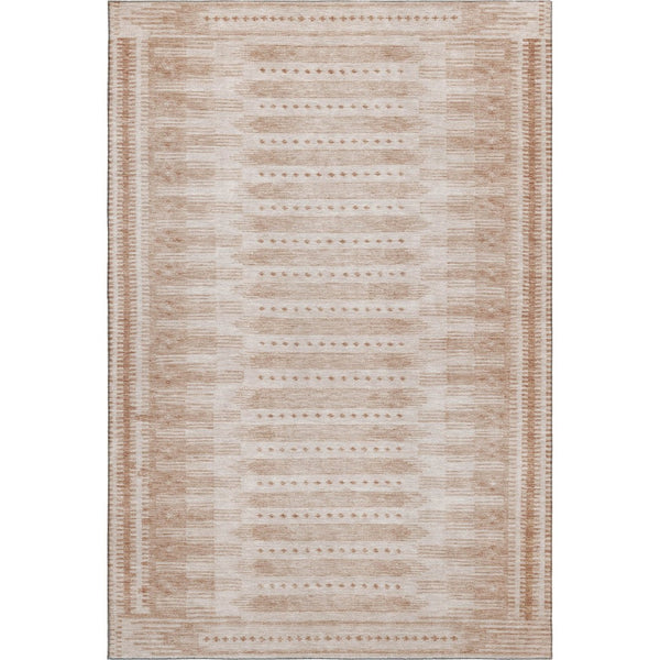 HomeRoots 10' Salmon and Beige Geometric Area Rug - Washable, UV-Protected, Durable for High Traffic Homes 708043