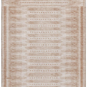 HomeRoots 10' Salmon and Beige Geometric Area Rug - Washable, UV-Protected, Durable for High Traffic Homes 708043