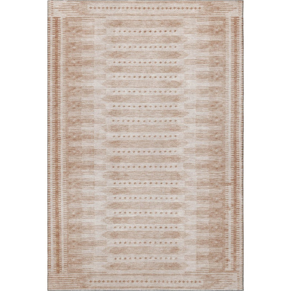HomeRoots 10' Salmon and Beige Geometric Area Rug - Washable, UV-Protected, Durable for High Traffic Homes 708043