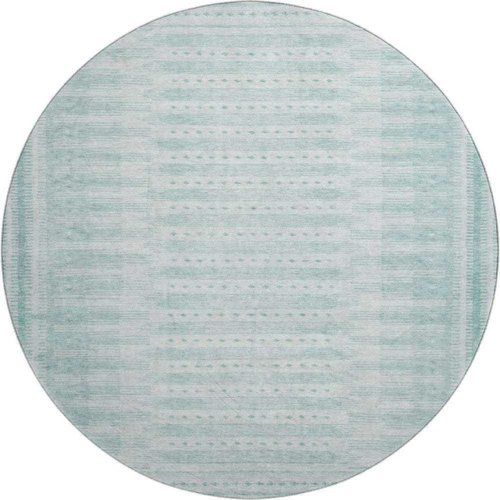 HomeRoots 8' X 10' Turquoise Aqua Geometric Area Rug - Washable, UV Protected, Stylish & Durable for Any Space 708047