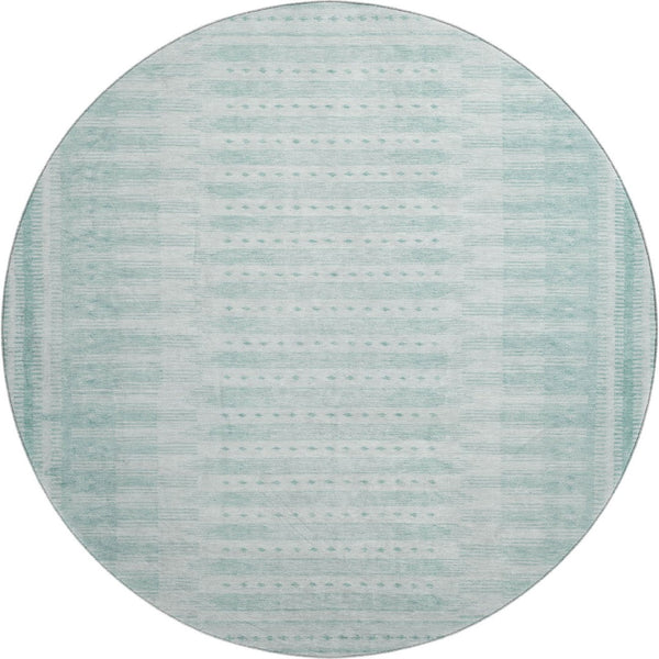 HomeRoots 8' X 10' Turquoise Aqua Geometric Area Rug - Washable, UV Protected, Stylish & Durable for Any Space 708047