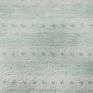 HomeRoots 8' X 10' Turquoise Aqua Geometric Area Rug - Washable, UV Protected, Stylish & Durable for Any Space 708047