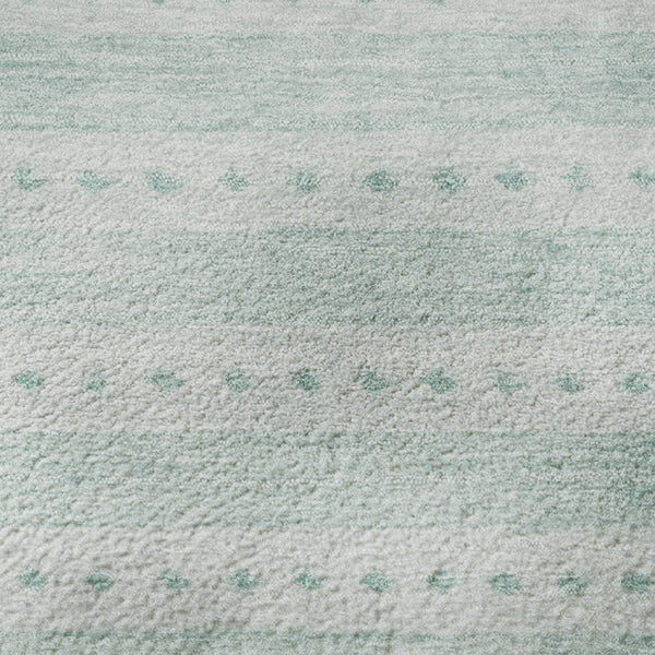 HomeRoots 8' X 10' Turquoise Aqua Geometric Area Rug - Washable, UV Protected, Stylish & Durable for Any Space 708047