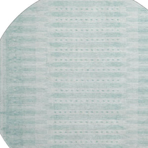 HomeRoots 8' X 10' Turquoise Aqua Geometric Area Rug - Washable, UV Protected, Stylish & Durable for Any Space 708047