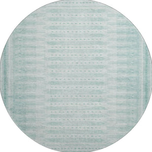 HomeRoots 8' X 10' Turquoise Aqua Geometric Area Rug - Washable, UV Protected, Stylish & Durable for Any Space 708047