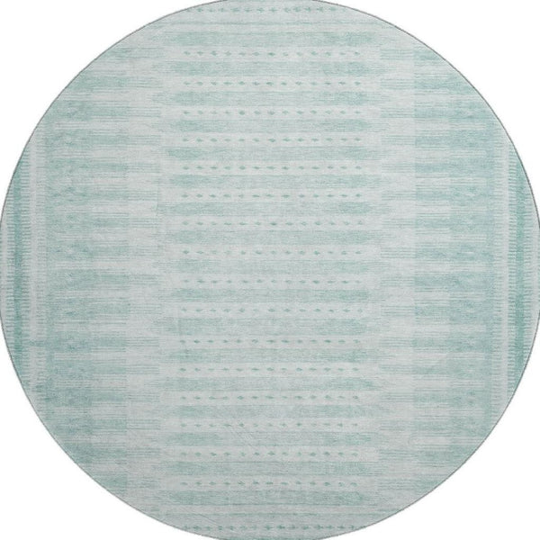 HomeRoots 8' X 10' Turquoise Aqua Geometric Area Rug - Washable, UV Protected, Stylish & Durable for Any Space 708047