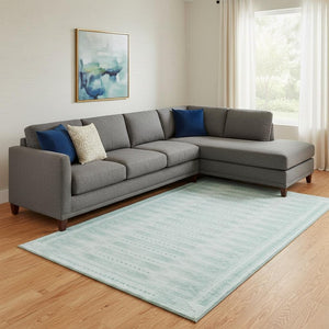 HomeRoots 9' X 12' Turquoise & Aqua Geometric Area Rug - Washable, UV-Protected, Durable for Busy Homes! 708048