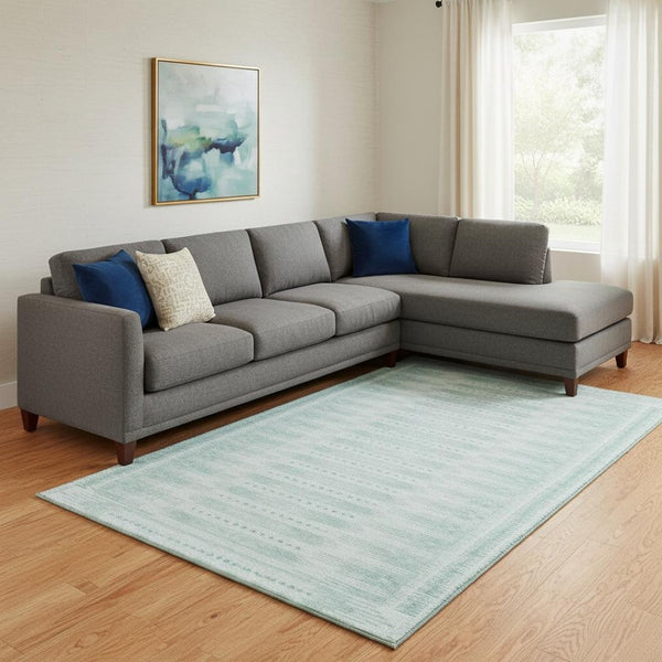 HomeRoots 9' X 12' Turquoise & Aqua Geometric Area Rug - Washable, UV-Protected, Durable for Busy Homes! 708048