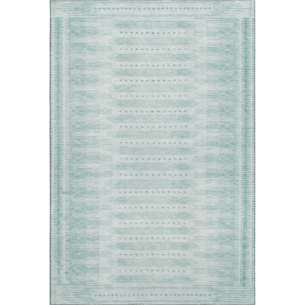 HomeRoots 9' X 12' Turquoise & Aqua Geometric Area Rug - Washable, UV-Protected, Durable for Busy Homes! 708048