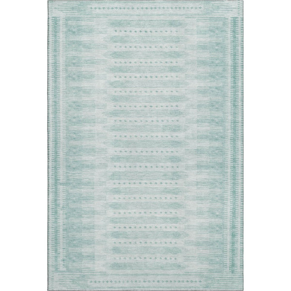 HomeRoots 9' X 12' Turquoise & Aqua Geometric Area Rug - Washable, UV-Protected, Durable for Busy Homes! 708048