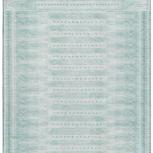 HomeRoots 9' X 12' Turquoise & Aqua Geometric Area Rug - Washable, UV-Protected, Durable for Busy Homes! 708048