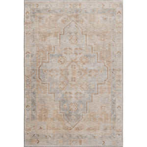 HomeRoots 5' X 8' Copper and Gray Medallion Area Rug - Durable, Washable, UV Protected for High-Traffic Spaces 708051