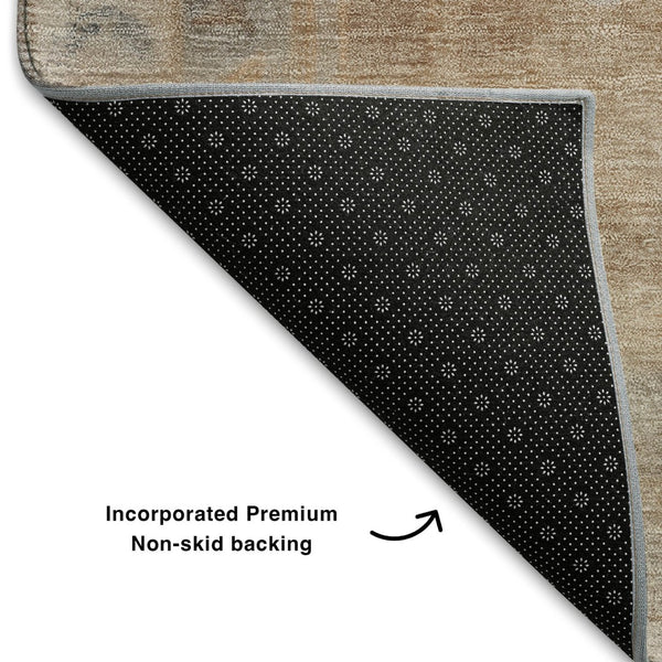 HomeRoots 5' X 8' Copper and Gray Medallion Area Rug - Durable, Washable, UV Protected for High-Traffic Spaces 708051
