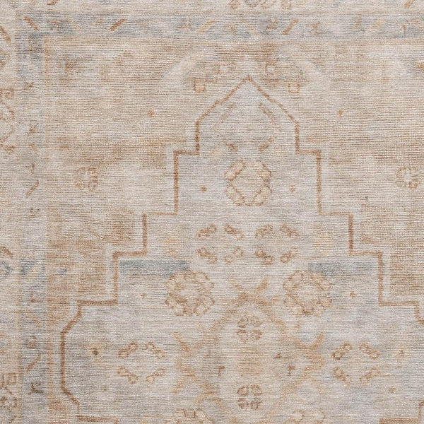 HomeRoots 5' X 8' Copper and Gray Medallion Area Rug - Durable, Washable, UV Protected for High-Traffic Spaces 708051