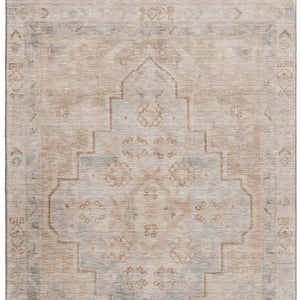 HomeRoots 5' X 8' Copper and Gray Medallion Area Rug - Durable, Washable, UV Protected for High-Traffic Spaces 708051