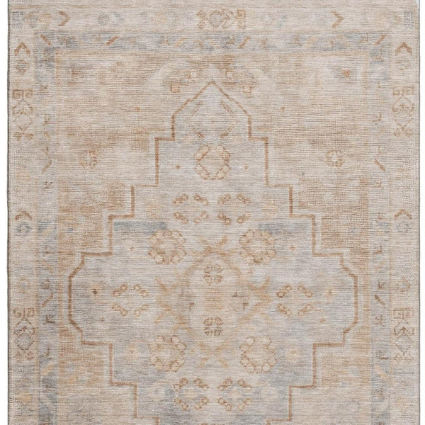 HomeRoots 5' X 8' Copper and Gray Medallion Area Rug - Durable, Washable, UV Protected for High-Traffic Spaces 708051