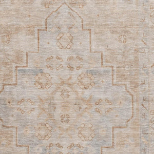 HomeRoots 8' Copper and Gray Washable Medallion Round Rug with UV Protection for Stylish Home Comfort 708052