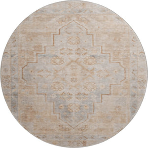 HomeRoots 8' X 10' Elegant Copper & Gray Medallion Washable Area Rug with UV Protection for High-Traffic Homes 708053