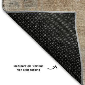 HomeRoots 8' X 10' Elegant Copper & Gray Medallion Washable Area Rug with UV Protection for High-Traffic Homes 708053