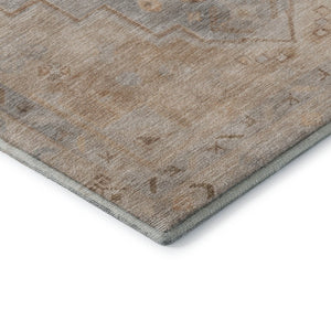 HomeRoots 8' X 10' Elegant Copper & Gray Medallion Washable Area Rug with UV Protection for High-Traffic Homes 708053