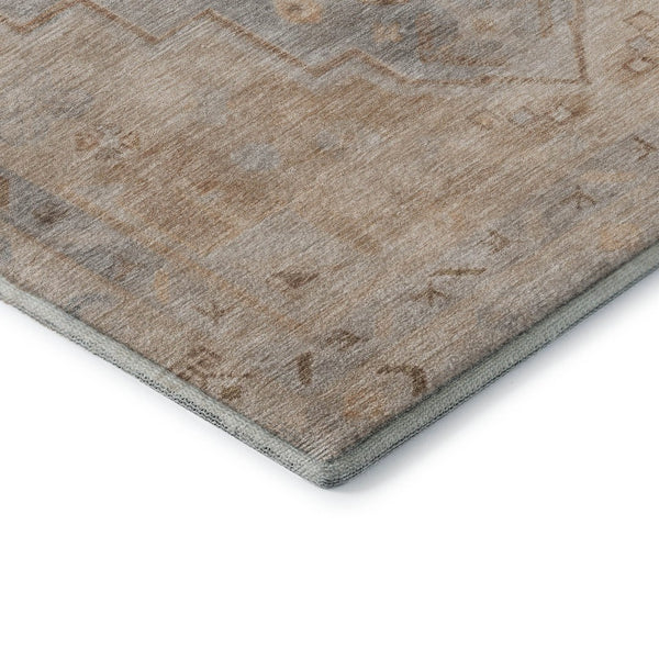 HomeRoots 8' X 10' Elegant Copper & Gray Medallion Washable Area Rug with UV Protection for High-Traffic Homes 708053