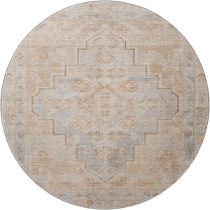 HomeRoots 8' X 10' Elegant Copper & Gray Medallion Washable Area Rug with UV Protection for High-Traffic Homes 708053