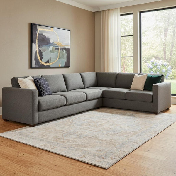 HomeRoots 9' X 12' Washable Copper and Gray Medallion Area Rug with UV Protection for Pets and Kids' Homes 708054