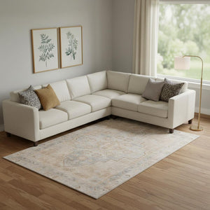HomeRoots 10' X 14' Copper and Gray Medallion Area Rug – Washable, UV-Protected, Durable for Busy Homes 708055