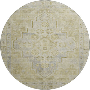 HomeRoots 8' X 10' Washable Gold and Gray Medallion Area Rug with UV Protection for Stylish Home Spaces 708059