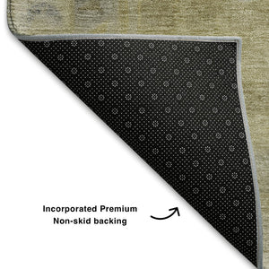 HomeRoots 8' X 10' Washable Gold and Gray Medallion Area Rug with UV Protection for Stylish Home Spaces 708059