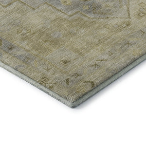HomeRoots 8' X 10' Washable Gold and Gray Medallion Area Rug with UV Protection for Stylish Home Spaces 708059