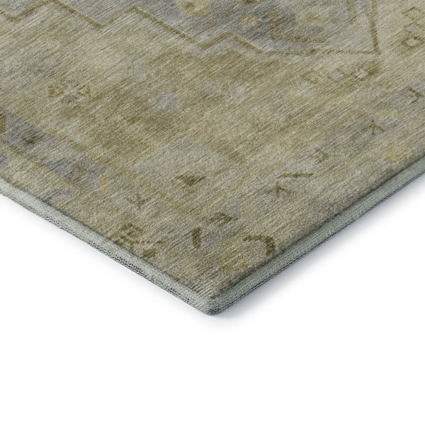 HomeRoots 8' X 10' Washable Gold and Gray Medallion Area Rug with UV Protection for Stylish Home Spaces 708059