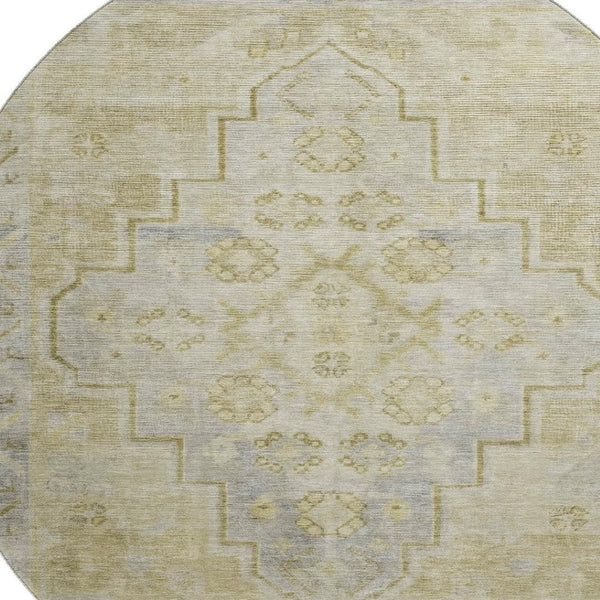 HomeRoots 8' X 10' Washable Gold and Gray Medallion Area Rug with UV Protection for Stylish Home Spaces 708059