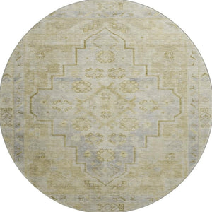 HomeRoots 8' X 10' Washable Gold and Gray Medallion Area Rug with UV Protection for Stylish Home Spaces 708059