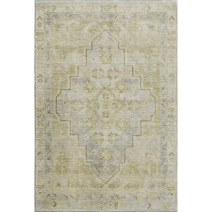 HomeRoots 9' X 12' Gold and Gray Medallion Area Rug - Washable, Stain-Resistant, UV Protected for Durability 708060