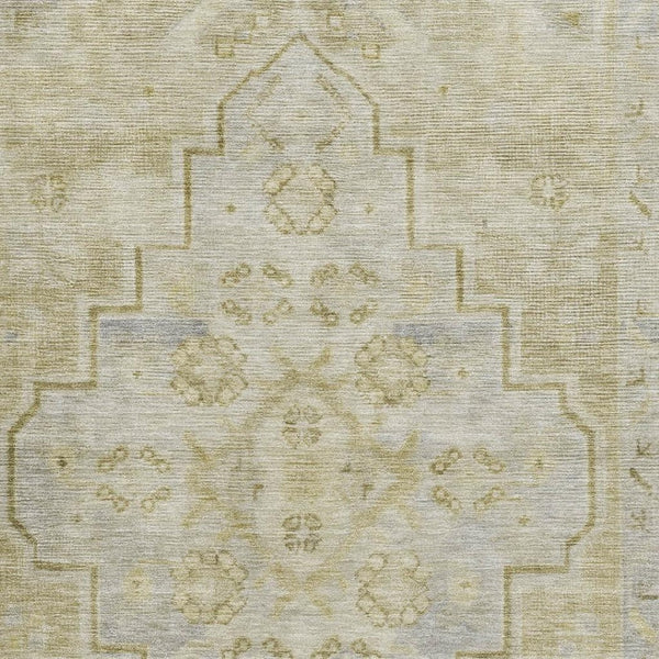HomeRoots 9' X 12' Gold and Gray Medallion Area Rug - Washable, Stain-Resistant, UV Protected for Durability 708060