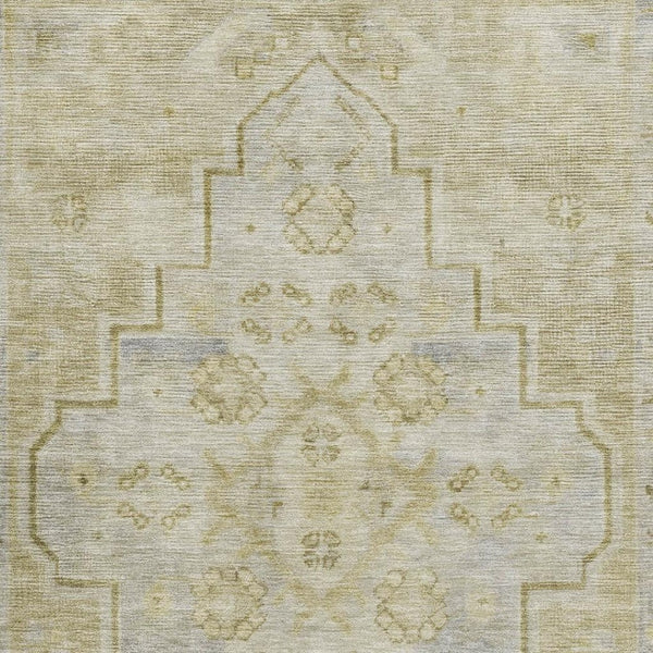 HomeRoots 10' X 14' Gold & Gray Medallion Washable Area Rug - Durable, UV-Protected & Stain-Resistant Comfort 708061