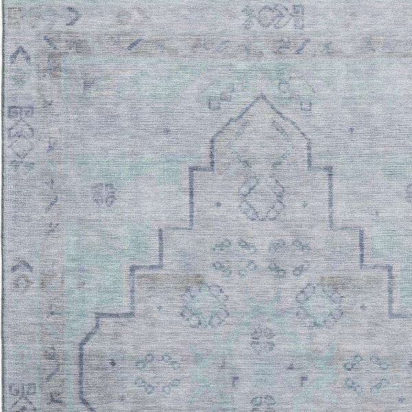 HomeRoots 5' X 8' Gray And Teal Medallion Area Rug with Washable Design, UV Protection, Stain Resistance & Softness 708063