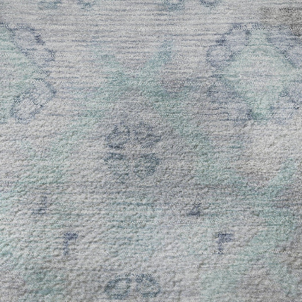 HomeRoots 8' X 10' Gray and Teal Medallion Area Rug - Washable, UV Protected, Stain-Resistant for Easy Care! 708065