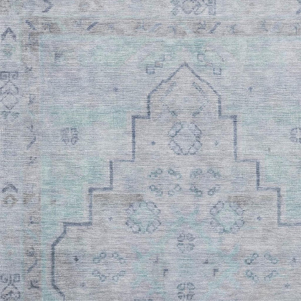 HomeRoots 10' X 14' Gray and Teal Medallion Washable Area Rug - Durable, UV-Protected, Ideal for Active Homes 708067