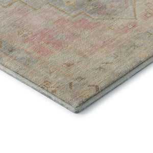HomeRoots 5' X 8' Pink and Gray Medallion Area Rug – Washable, UV-Protected, Stain-Resistant, Non-Slip Design 708069