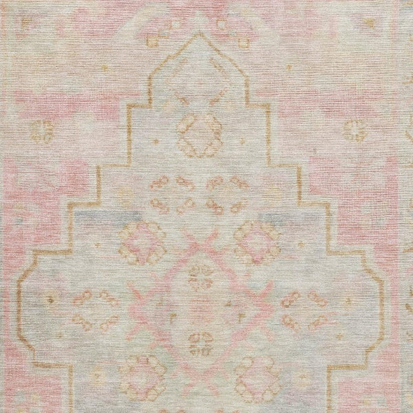 HomeRoots 5' X 8' Pink and Gray Medallion Area Rug – Washable, UV-Protected, Stain-Resistant, Non-Slip Design 708069