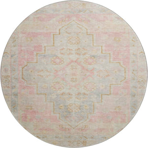 HomeRoots 8' X 10' Pink And Gray Medallion Area Rug - Washable, Stain-Resistant, UV Protected for Style & Comfort 708071