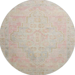 HomeRoots 8' X 10' Pink And Gray Medallion Area Rug - Washable, Stain-Resistant, UV Protected for Style & Comfort 708071