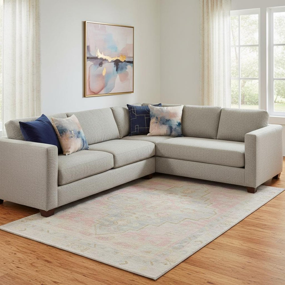 HomeRoots 9' X 12' Pink and Gray Medallion Area Rug – Stylish, Washable, UV-Protected, Perfect for Families! 708072